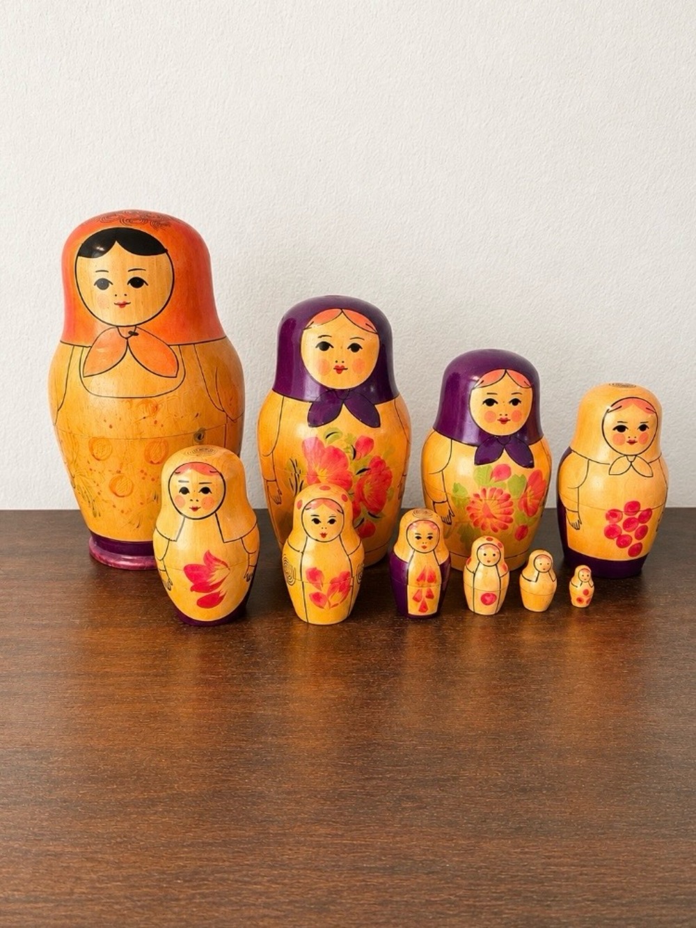 Vintage Matryoshka Russian Nesting Dolls Set of 10